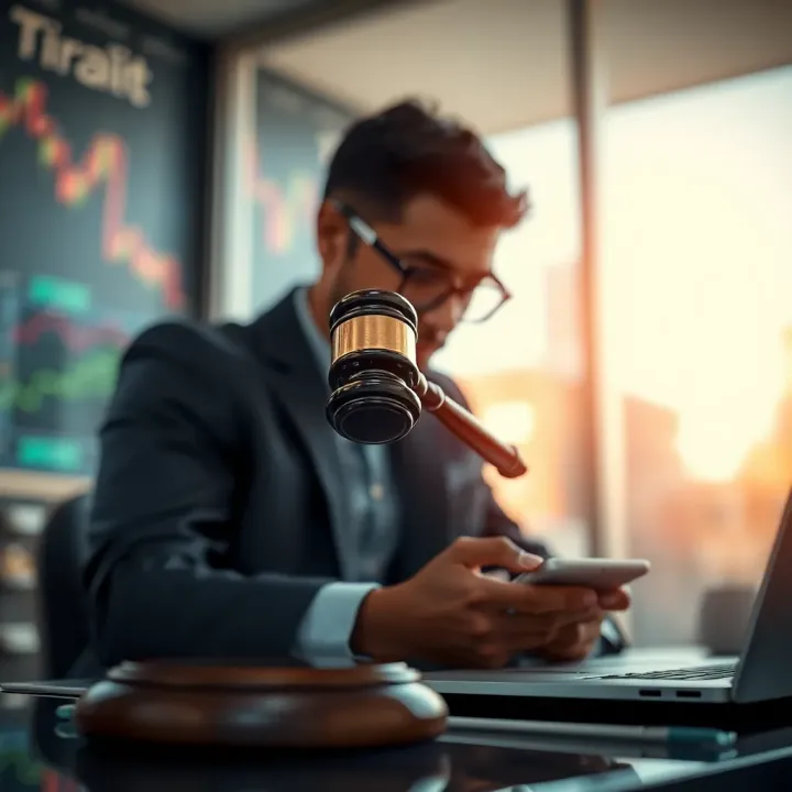 Visual representation of risk management and legal compliance in trading apps