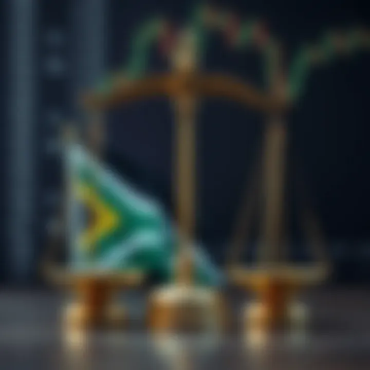 Conceptual depiction of legal scales balancing risks and regulations in South African finance