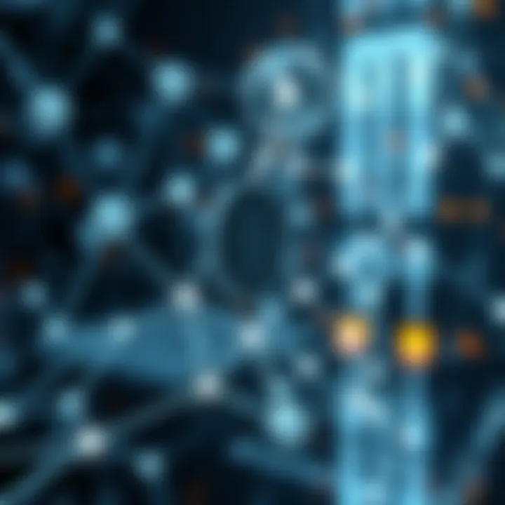 Conceptual graphic of blockchain technology with interconnected nodes