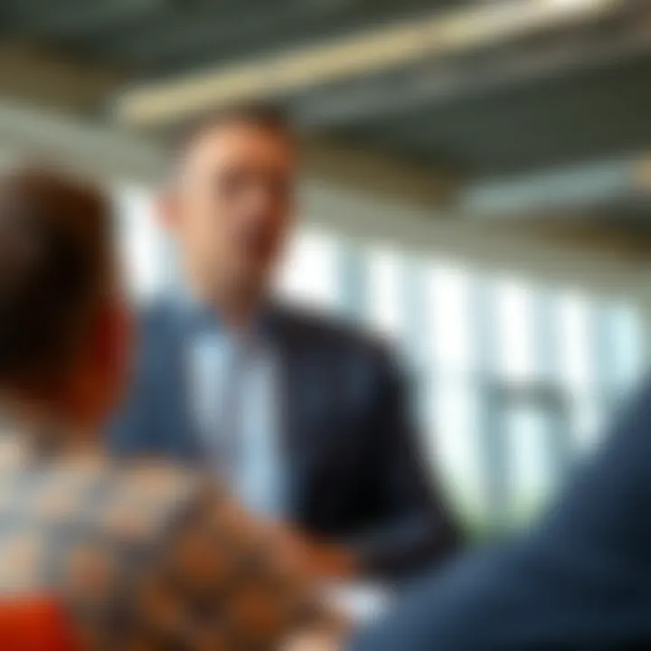 Carl Runefelt speaking at a business event with a modern cityscape background