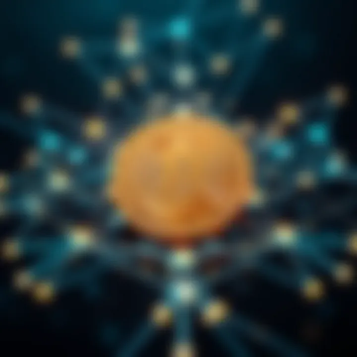 Visual representation of Chainlink token surrounded by blockchain network connections highlighting decentralized oracle system