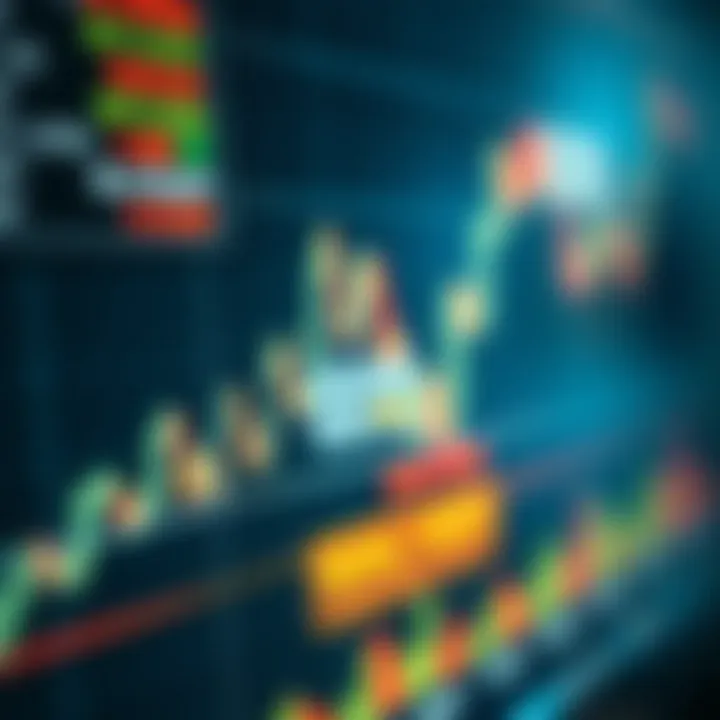 Graph displaying currency exchange fluctuations with highlighted signal alerts on a digital trading platform