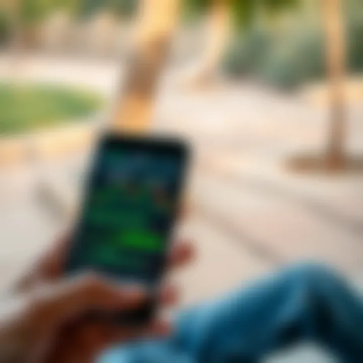 Smartphone displaying forex trading charts and signal notifications in a South African setting
