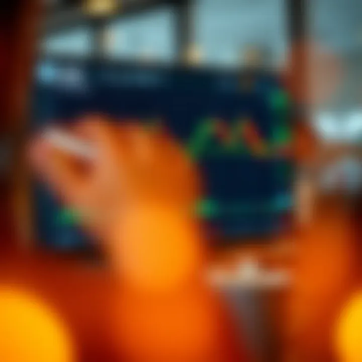 Interface of a trading platform showing charts and financial data for QX Broker