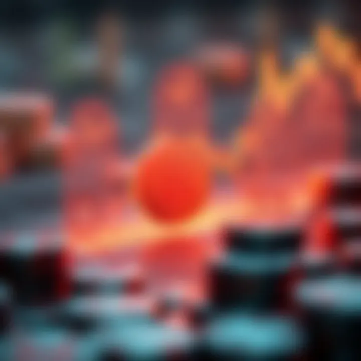 Illustration of factors influencing cryptocurrency value with icons representing market trends and risks