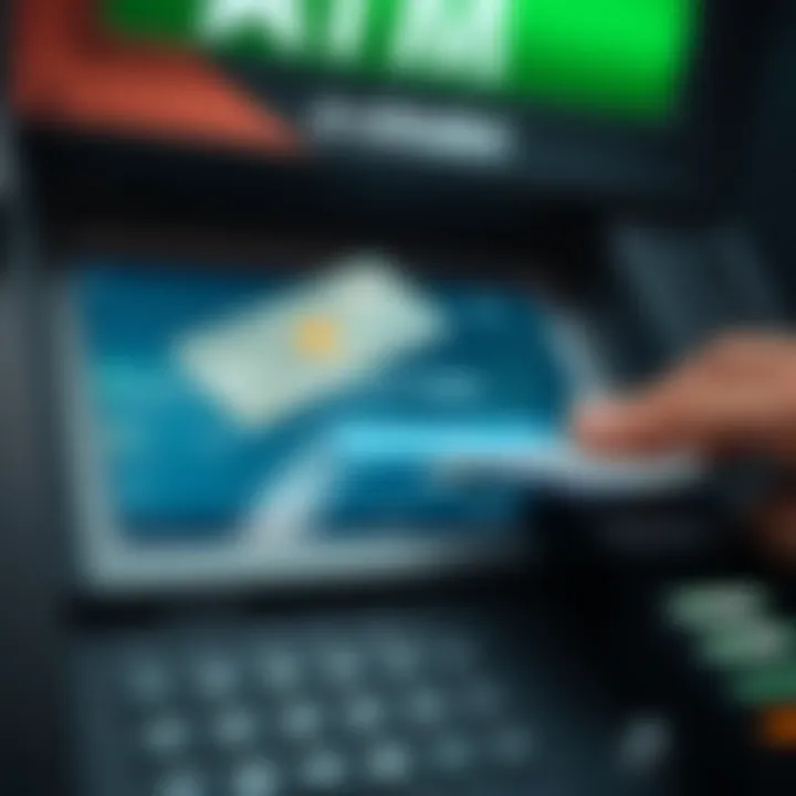 ATM machine keypad and screen highlighting the option to withdraw money using FNB eWallet