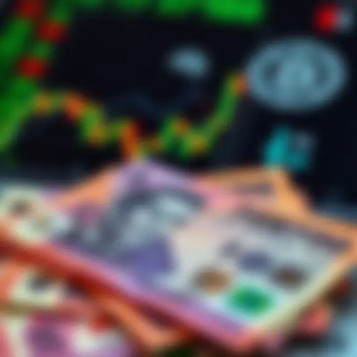 Illustration of South African rand currency notes with digital icons representing forex market trends and regulations