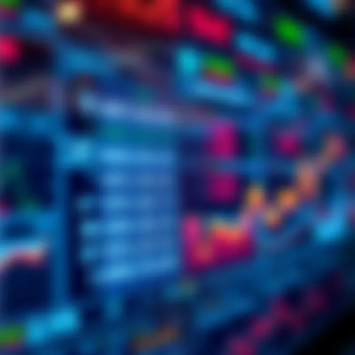 Digital interface displaying currency exchange rates and futuristic trading data