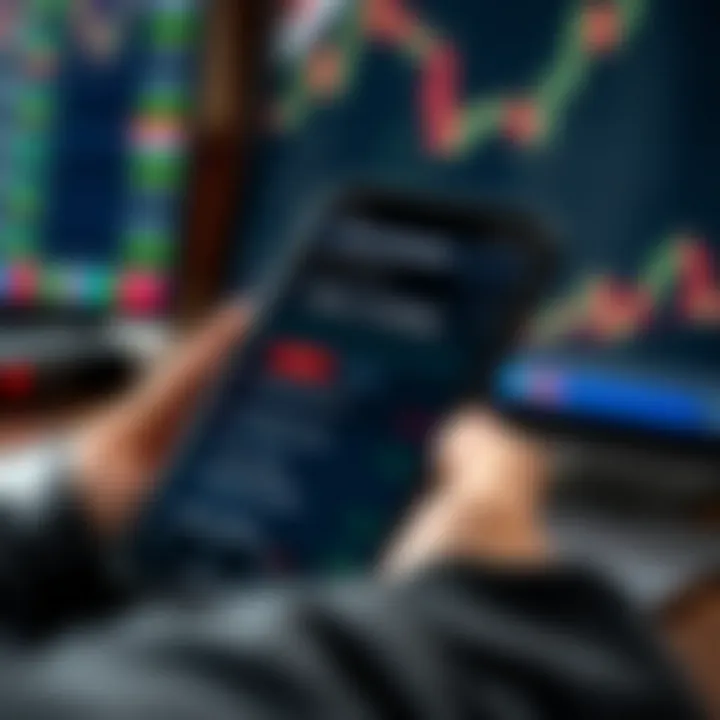 Mobile device screen displaying MetaTrader app with live trading options