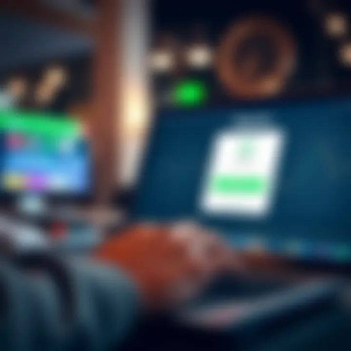 User entering login credentials on a laptop to access Deriv trading account