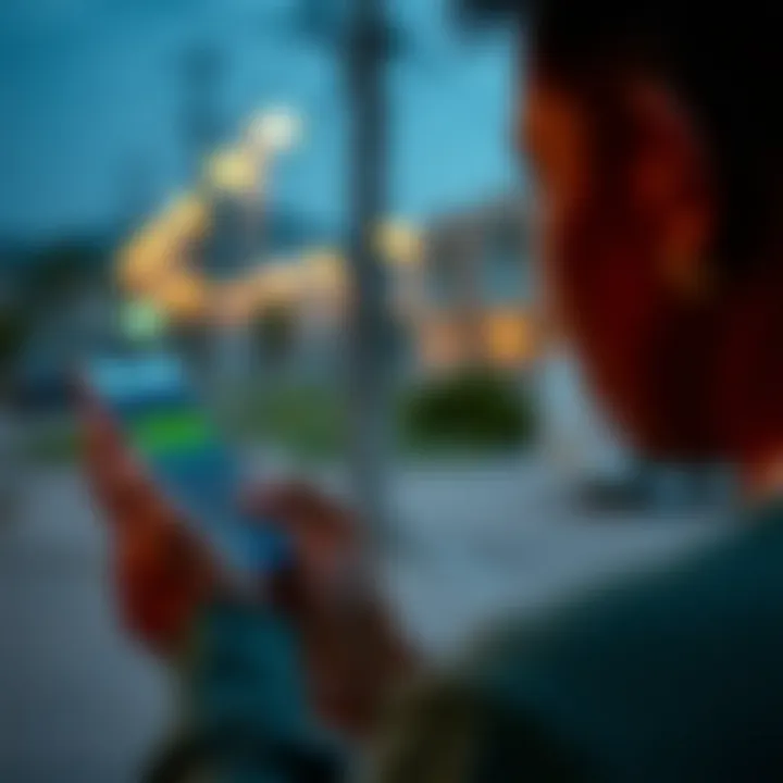 Illustration of a person using a mobile phone app to top up prepaid electricity