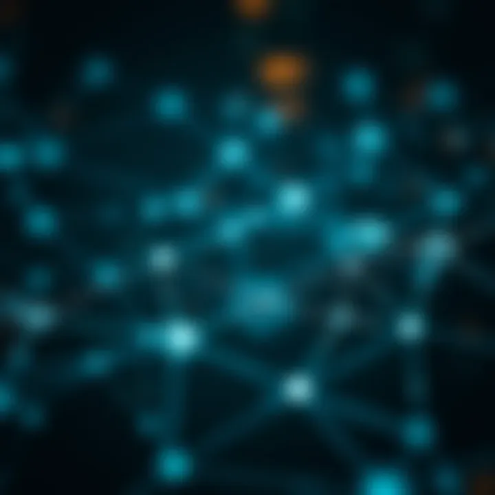 Illustration of data exchange across a decentralized network in finance and communication applications