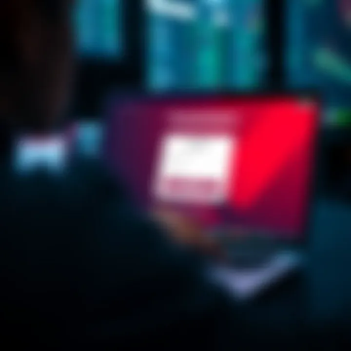 User logging into Pocket Option platform on a laptop showing the login screen with username and password fields