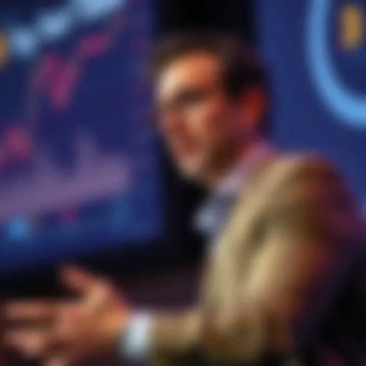 Ran Neuner speaking on stage about cryptocurrency trends