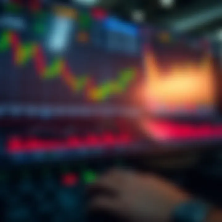 Illustration of digital trading dashboard with charts and market data visualization