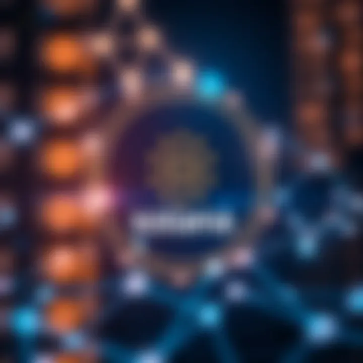 Conceptual illustration of blockchain technology with Solana logo and digital network connections