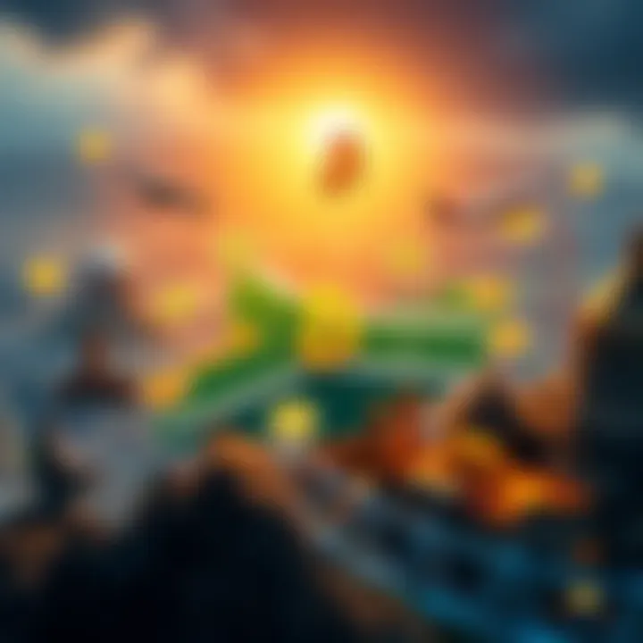 Visual representation of the South African crypto ecosystem with digital currency symbols and local landmarks