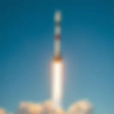 Falcon Rocket Launch Demonstrating SpaceX's Cutting-edge Propulsion SpaceX Falcon rocket launching into clear blue sky with bright flames