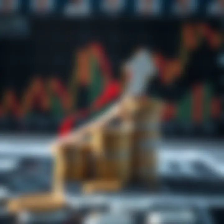 Financial Growth and Trading Strategies of South Africa's Leading Forex Traders Conceptual visualization of financial growth with upward market arrows and stacked coins representing successful forex trading in South Africa