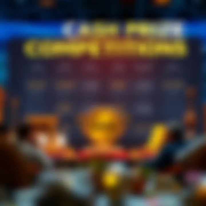 Illustration of diverse cash prize competitions with various entry methods and prizes
