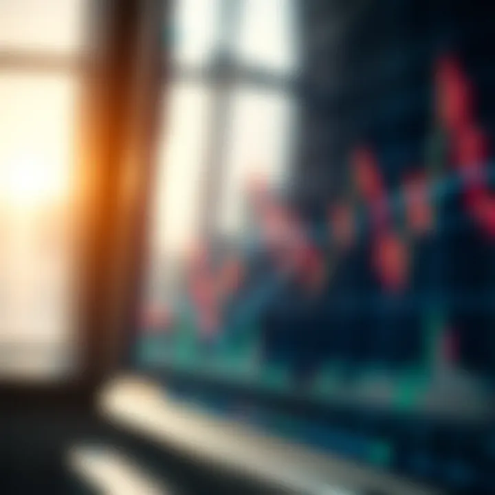 Graph showing fluctuating financial market trends with technical indicators