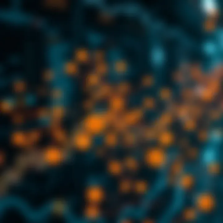 Visual representation of crypto projects and digital assets connected by blockchain