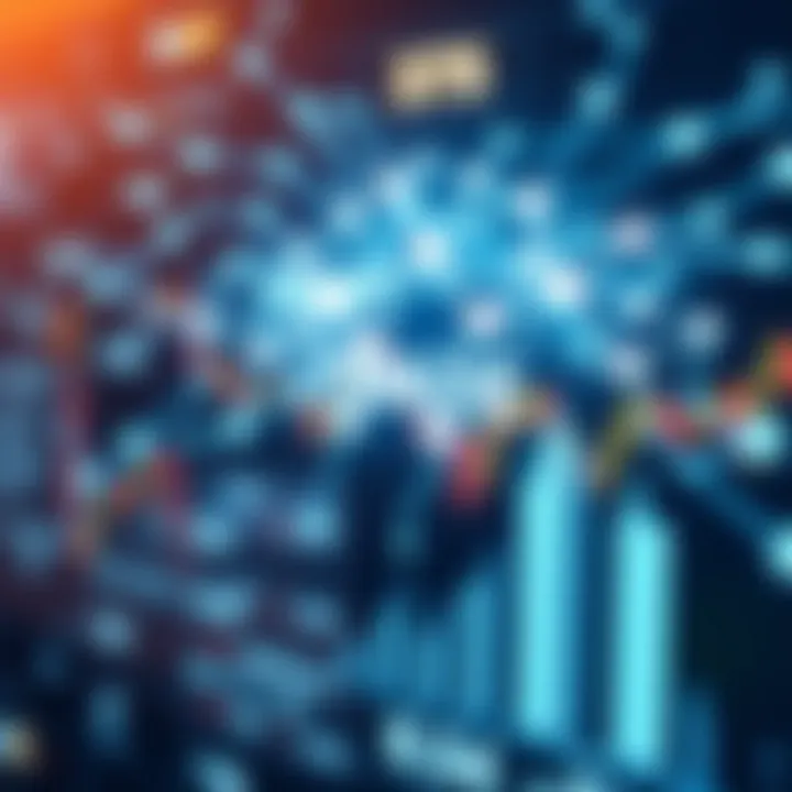 Digital interface displaying interconnected data points representing smart trade technologies and strategies