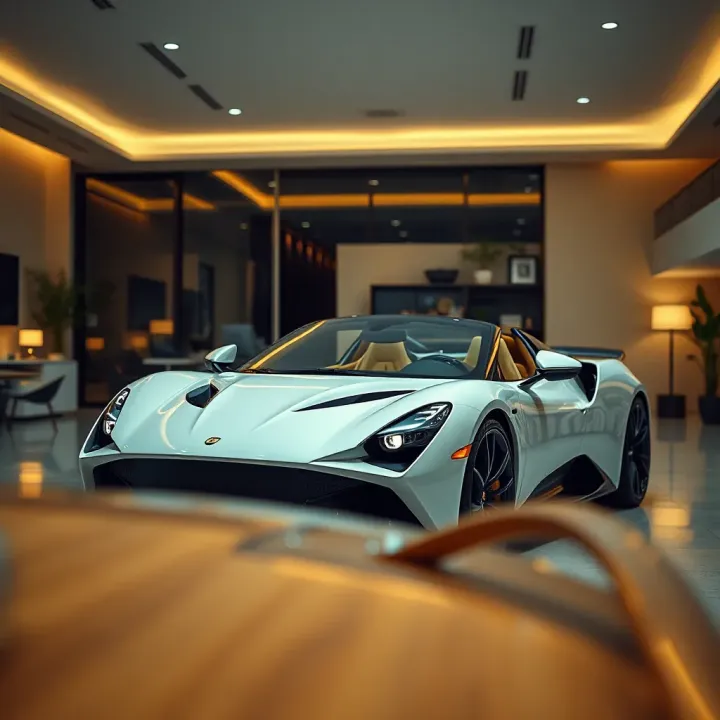 Luxurious lifestyle showcasing a high-end car and stylish living space representing financial success