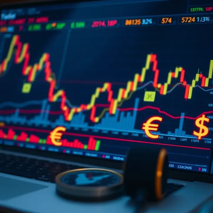 Illustration of various financial charts and currency symbols representing trading options in South Africa