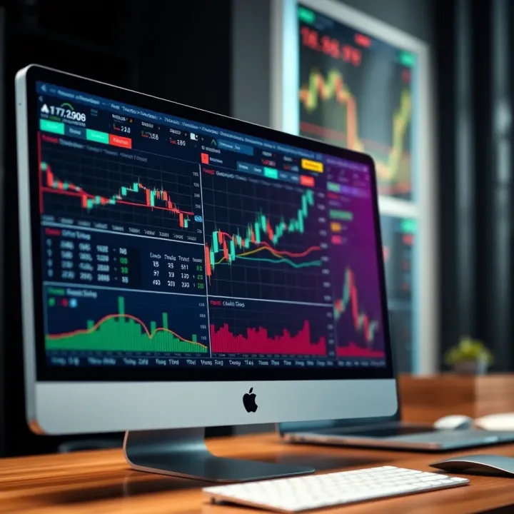Desktop computer screen displaying a user interface with various options trading charts and real-time market data