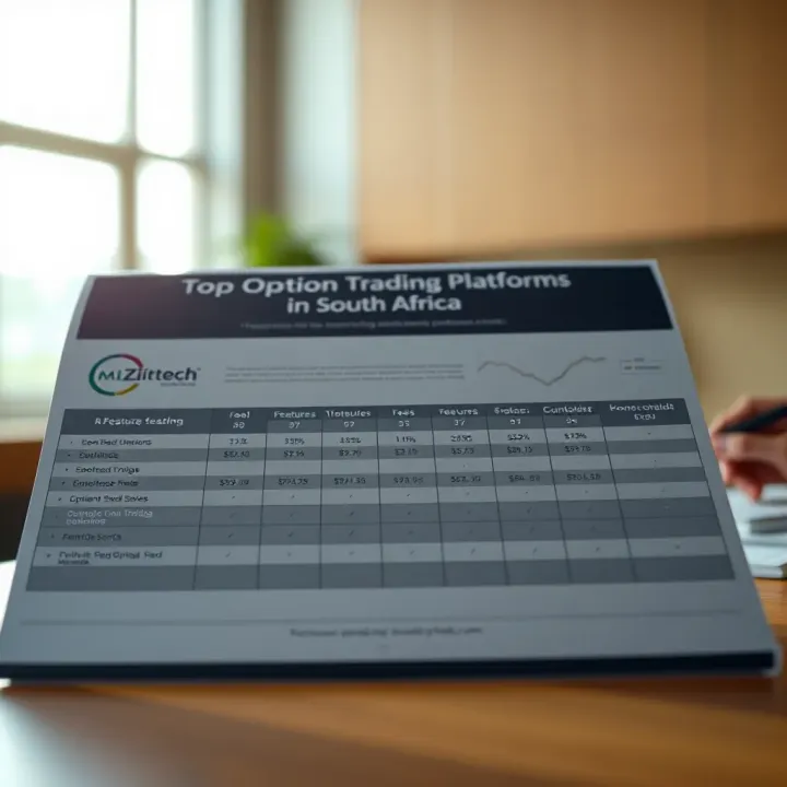 Comparison chart highlighting features and fees of various option trading platforms available in South Africa