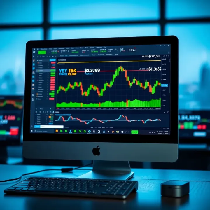 Computer screen displaying a virtual trading platform interface
