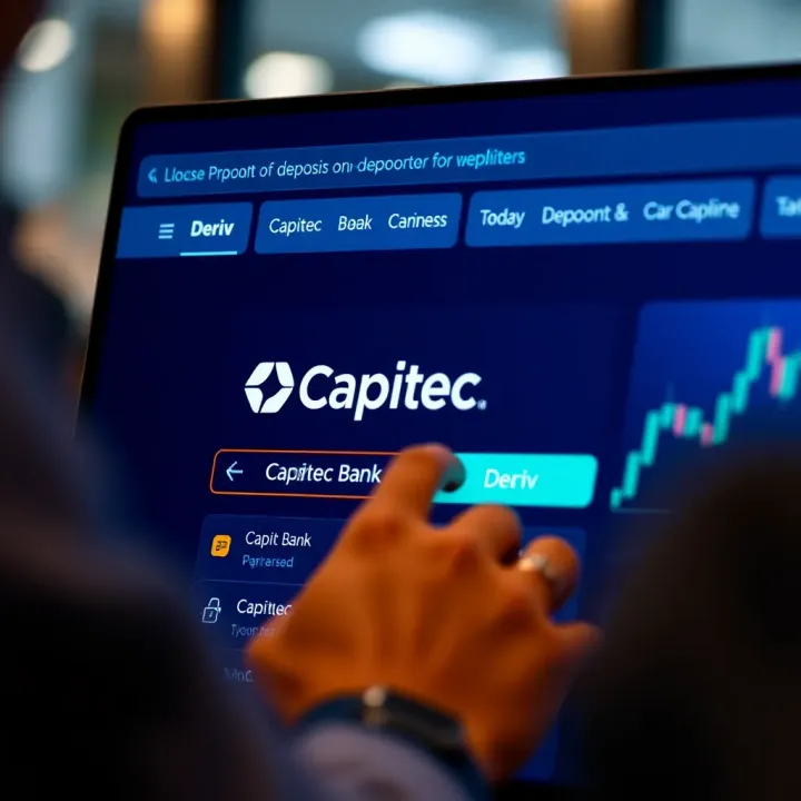 Interface showing Capitec Bank as a selected payment option on Deriv platform