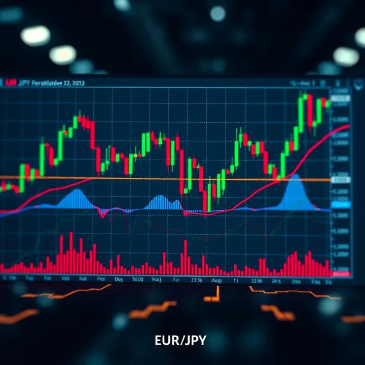 Chart displaying the exchange rate trends of EUR/JPY highlighting key support and resistance levels