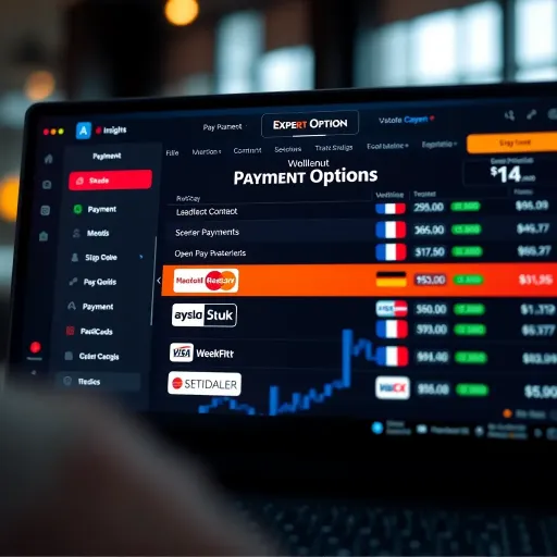 Available Payment Options on Expert Option Platform Screenshot showing various payment methods available on an online trading platform
