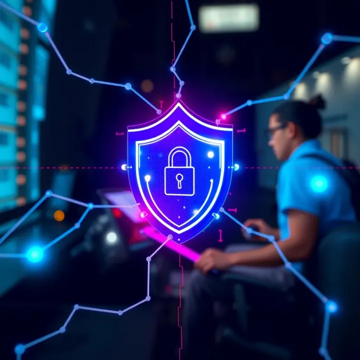 Secure digital shield symbolizing data protection and cybersecurity measures