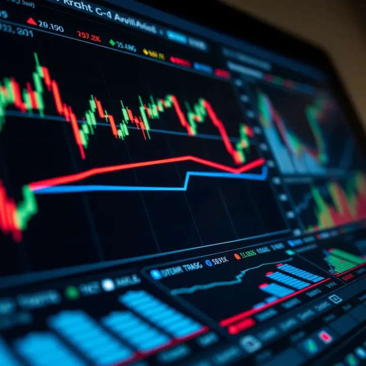Close-up of financial charts and graphs illustrating trading strategies and market trends