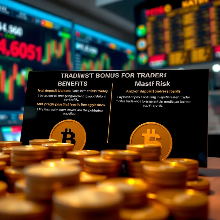 Conceptual graphic depicting benefits and risks of using forex no deposit bonuses