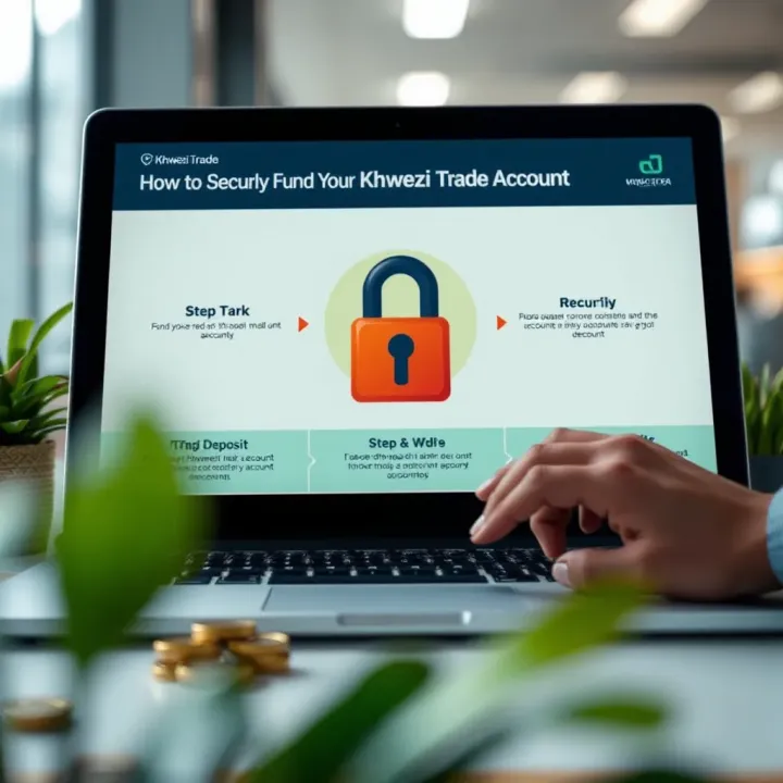 Graphic illustrating steps to fund a Khwezi Trade account securely