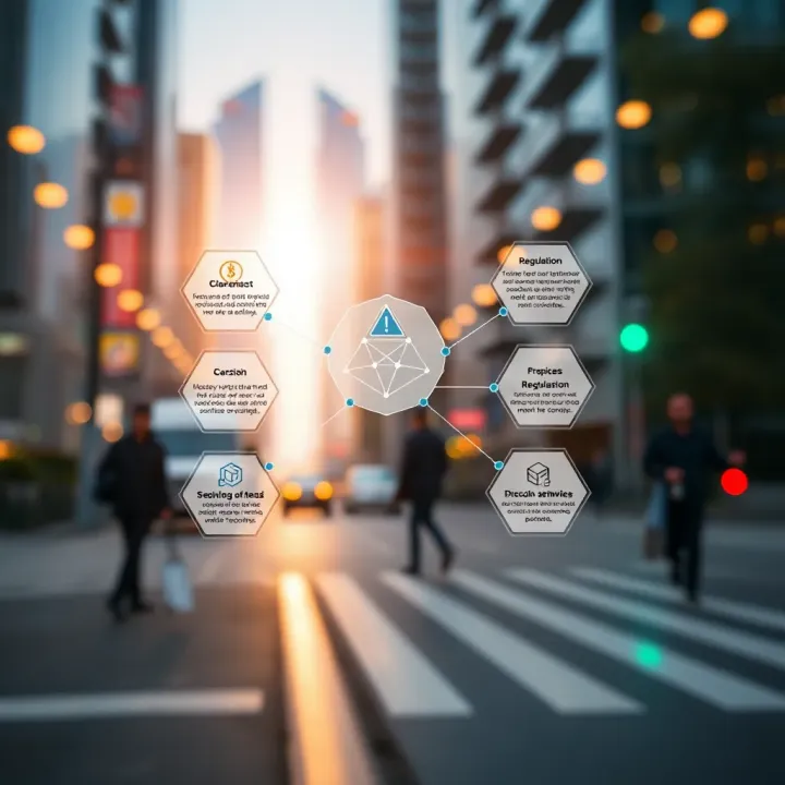 Infographic illustrating factors influencing Hedera Hashgraph’s market outlook including adoption, regulation, and technology