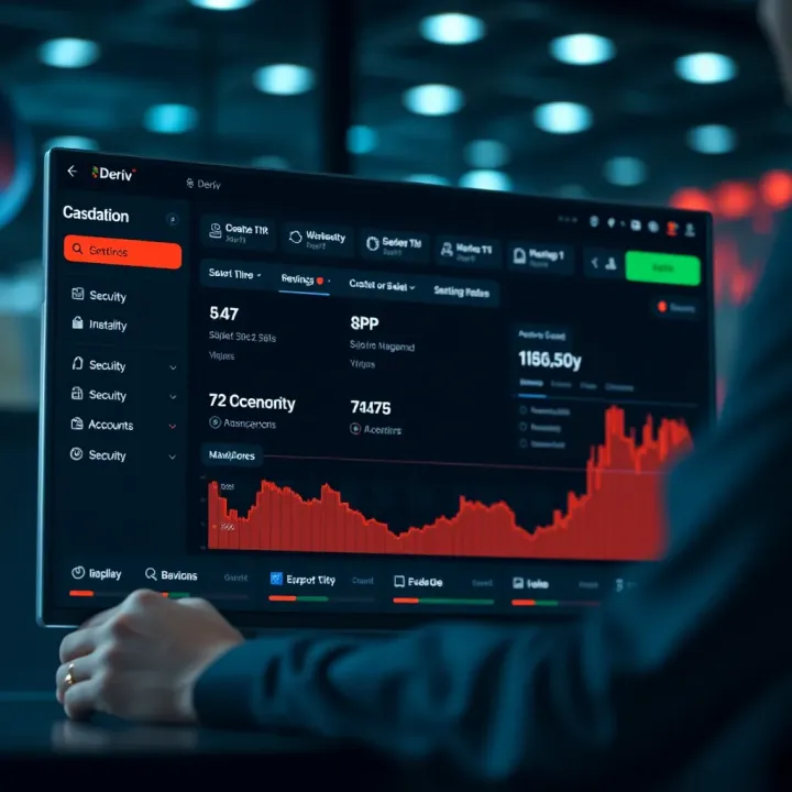 User dashboard displaying account management options and security settings on Deriv platform