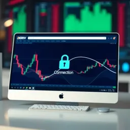 Deriv Trading Platform Secure Login Screen Secure login interface for Deriv trading platform showing a safe connection symbol
