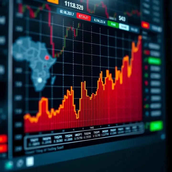 Graph showing rising trend of South African stock indices representing market performance