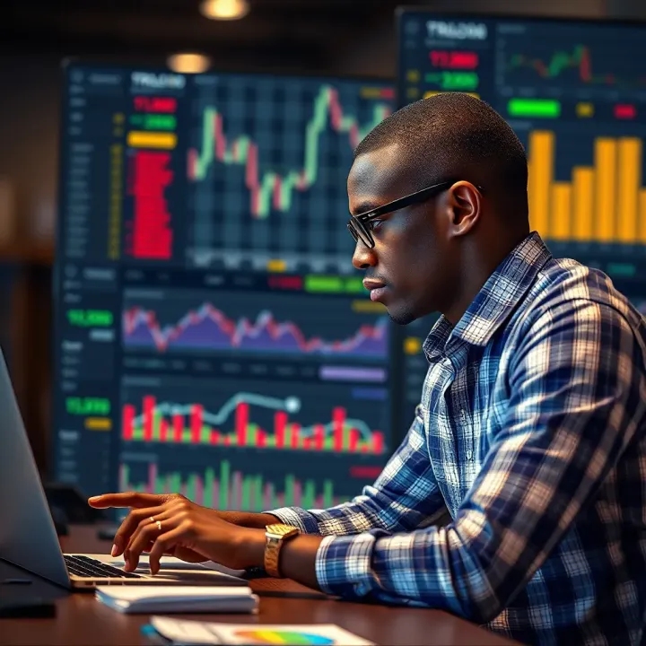 Jabulani Cashflow Ngcobo analyzing financial data on a digital dashboard