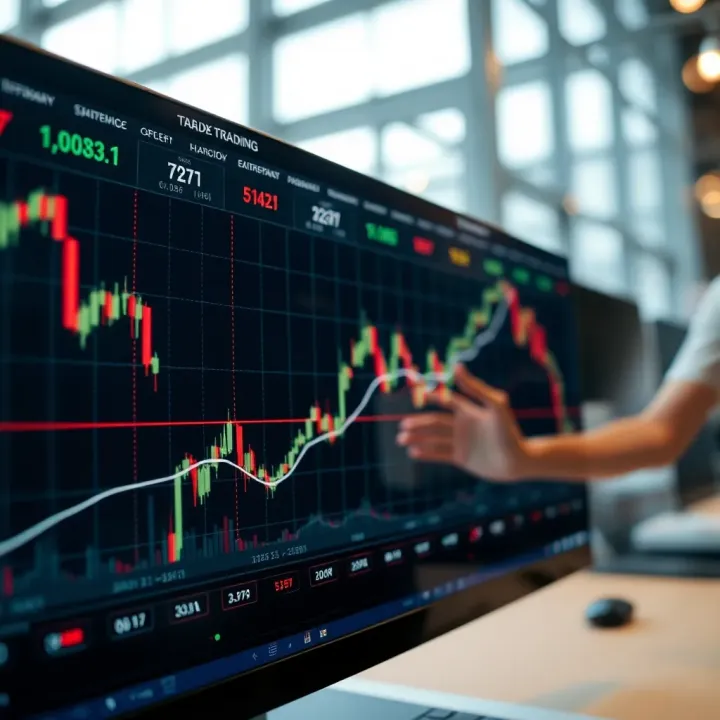 Graph showing Tesla stock price fluctuations and trading volume