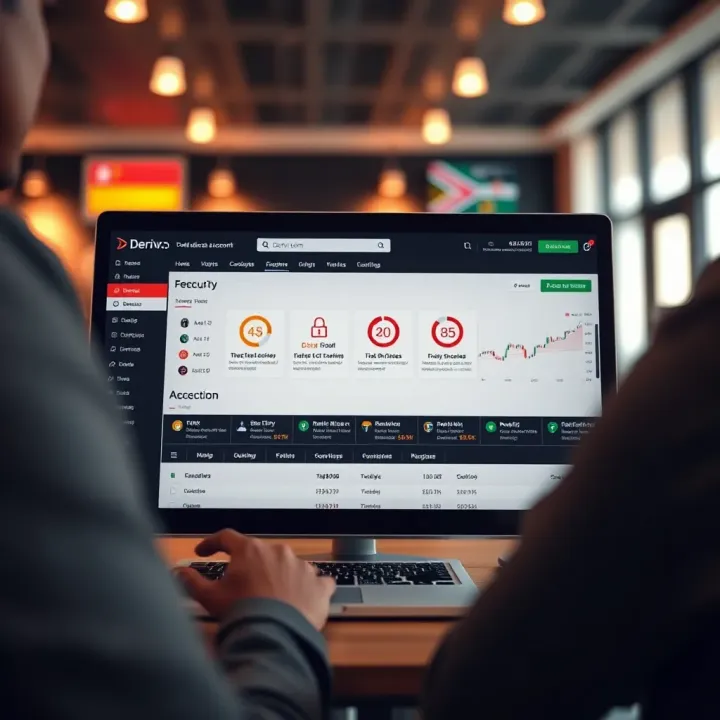 Dashboard overview of deriv.com account showing security features and navigation options