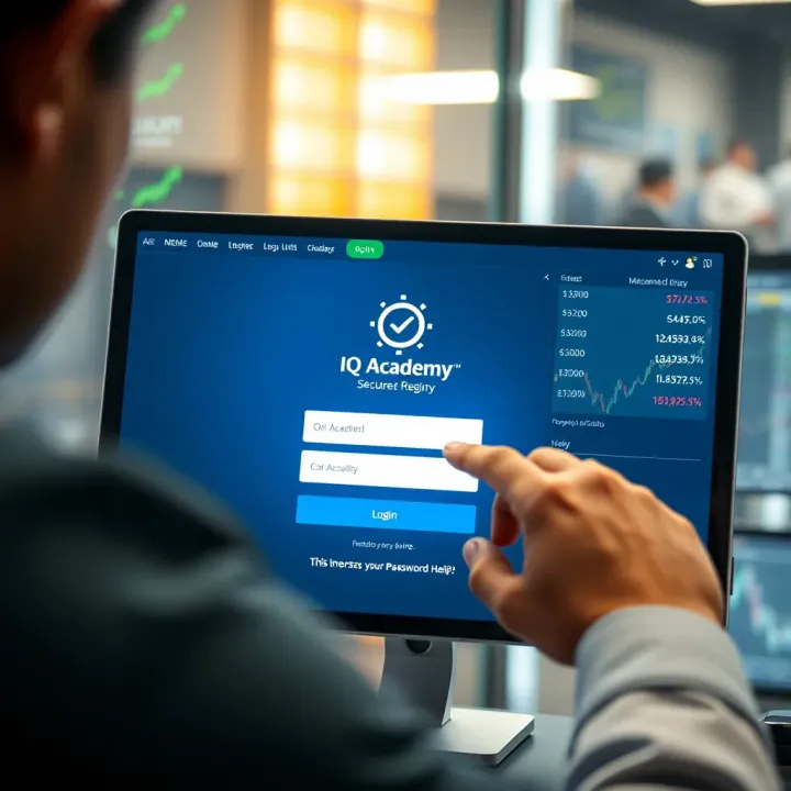 User entering login credentials on a secure IQ Academy platform interface