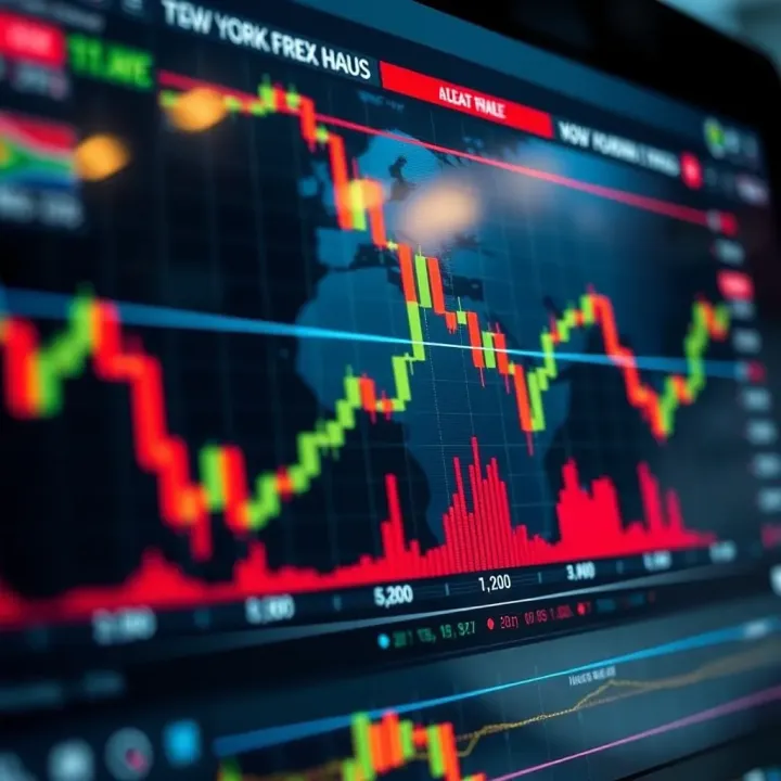 Volatility and Liquidity Trends in the New York Forex Session Chart illustrating volatility and liquidity trends during the New York forex trading hours with focus on South African traders