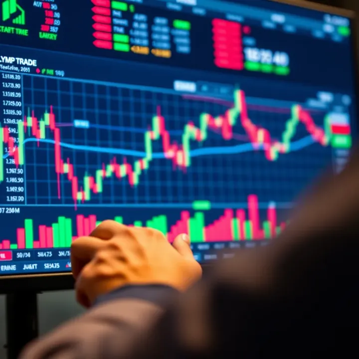 Graph showing a user analyzing trading data on a digital platform with charts and indicators