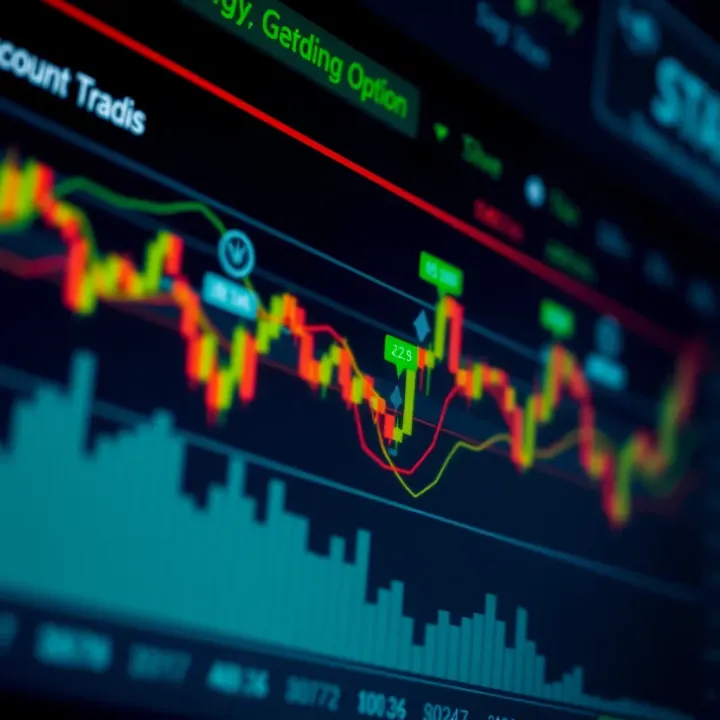 Graph depicting trading trends with icons representing account types and trading strategies